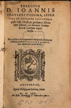 Exercitia de vita ... Salvatoris nostri Jesu Christi