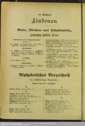 Einwohnerverzeichnis : Alphabetisches Verzeichniß der selbstständigen Einwohner