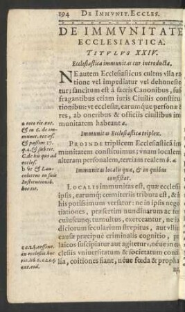 De Immunitate Ecclesiastica. Titulus XXIV.