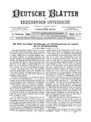 Der Wert freiwilliger Bestrebungen zur Tüchtigmachung der Jugend für die Charakterbildung