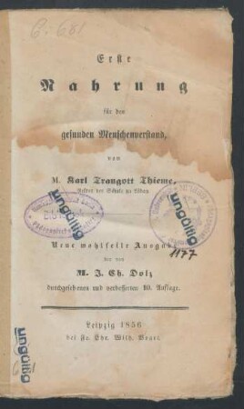 Erste Nahrung für den gesunden Menschenverstand