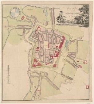 Stadtplan von Leipzig von 1799, mit Hausnummern