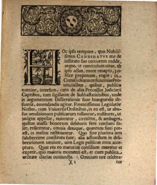 Ordine Ivridici In Academia Vitebergensi P. T. Decanvs Io. Balthasar Wernher, ICtvs, Potentiss. Polon. Reg. Et Elect. Sax. A Consiliis Avlae, Atqve Ivstititae, Consistorii Ecclesiastici Director, Facvltatis Ivridicae Ordinarivs, Et Decretalivm P. P. Lectori Salvtem dicit