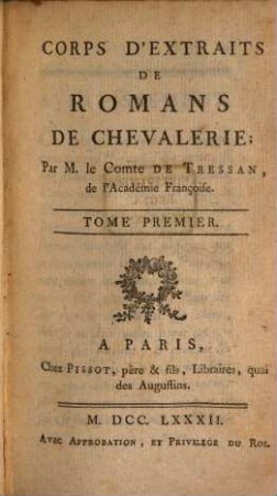 Corps D'Extraits De Romans De Chevalerie, 1