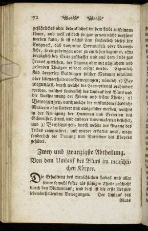 Zwey und zwanzigste Abtheilung.