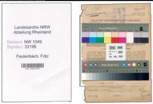 Entnazifizierung Fritz Faulenbach , geb. 27.02.1893 (Bahnwerkmeister)