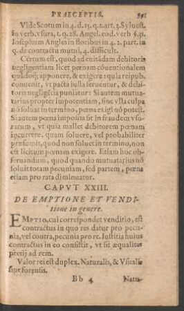 Caput XXIII. De Emptione Et Venditione in genere.