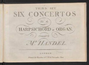 Six concertos for the harpsichord or organ : third set