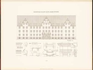 Waisenhaus in der Alten Jakobstraße, Berlin: Ansicht, Details (aus: Neubauten der Stadt Berlin, Bd. IX, 1910)