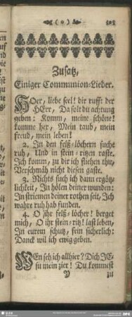 Zusatz, Einiger Communion-Lieder