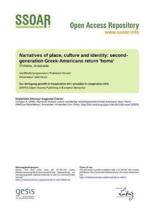Narratives of place, culture and identity: second-generation Greek-Americans return 'home'