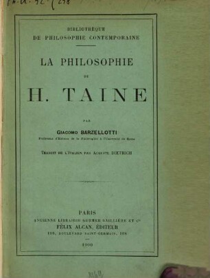 La philosophie de H. Taine