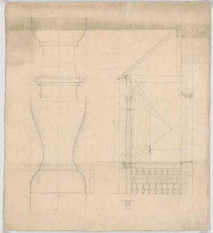 Thiersch, Friedrich von; nicht bestimmbare Blätter - Entwurf Balustrade (Schnitte)