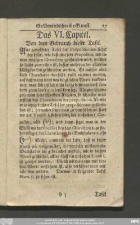 Das VI. Capitel. Von dem Gebrauch dieser Tafel.