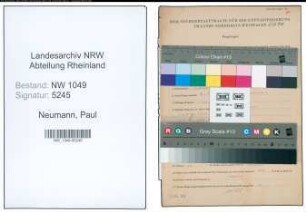 Entnazifizierung Paul Neumann , geb. 13.11.1901 (Arbeiter)