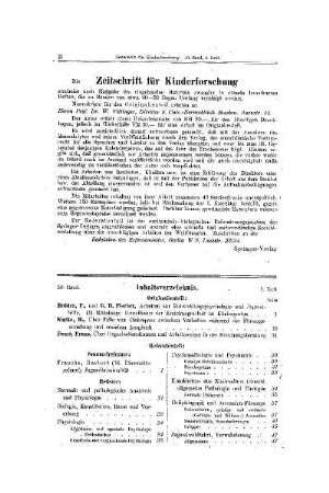 Inhaltsverzeichnis : 1. Heft