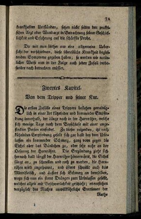 Zweytes Kapitel. Von dem Tripper und seiner Kur.