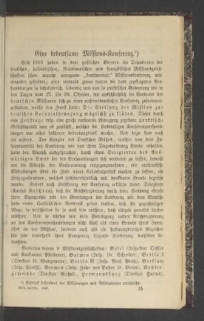 Eine bedeutsame Missions-Konferenz