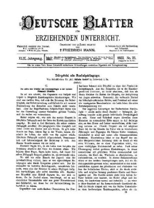 Dörpfeld als Sozialpädagoge : (Schluß)
