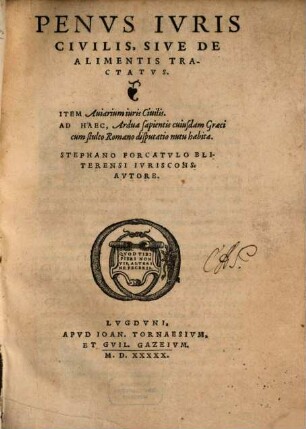 Penus iuris civilis : sive de alimentis tractatus