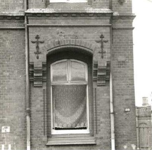 Cottbus. Straßenbahndepot, Berliner Straße 58/60, um 1905. Verwaltungsgebäude. Fenster mit Erkeransatz
