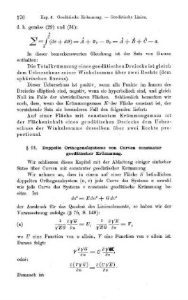 § 91. Doppelte Orthogonalsysteme von Curven constanter geodätischer Krümmung.