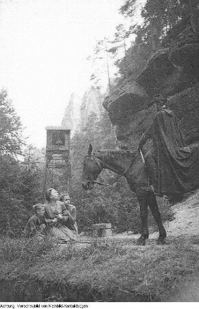 Sächsische Schweiz, Felsenbühne Rathen, Aufführung, Schrammsteine, Reinhardtsdorf, Zirkelstein, Kaiserkrone, August 1953