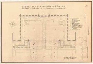 Gartenterrasse der Dienstwohnung des Reichsaußenministers, Berlin-Mitte: Gestaltung der Gartenterrasse: Grundriss, Schnitt 1:100