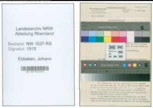 Entnazifizierung Johann Ebbeken , geb. 01.06.1897 (Gelderheber)