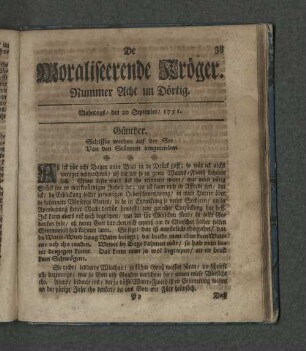 Nummer Acht un Dörtig. Mahndags den 20. September 1751