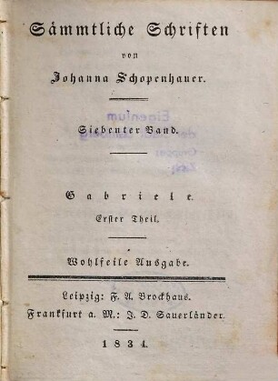 Sämmtliche Schriften, 7. Gabriele ; Theil 1
