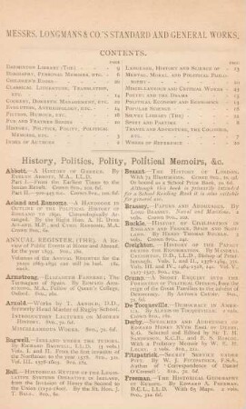 A classified catalogue of works in general literature published by Longmans, Green, & Co. ...