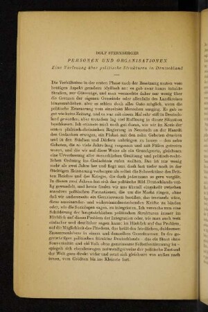 Personen und Organisationen Eine Vorlesung über politische Strukturen in Deutschland