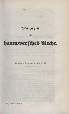 Zweiten Bandes erstes Heft
