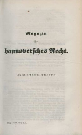 Zweiten Bandes erstes Heft