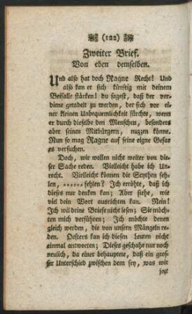 Zweiter Brief. Von eben demselben.