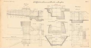 Schleuse und Brücke, Torgelow: Ansicht, Grundrisse, Schnitte 1:100