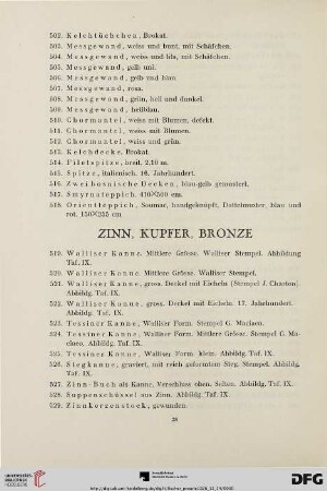 Zinn, Kupfer, Bronze (Nr. 519-562)