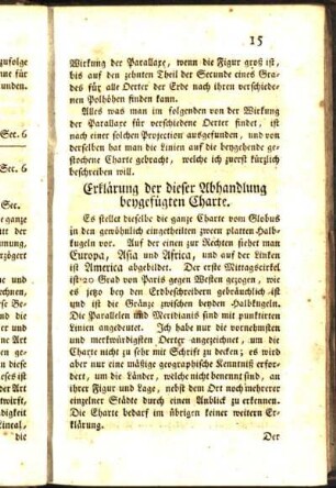 Erklärung der dieser Abhandlung beygefügten Charte.