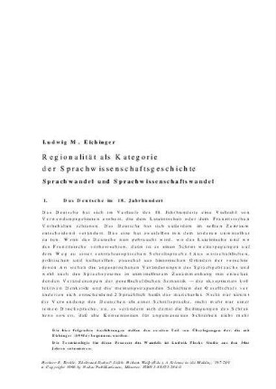 Regionalität als Kategorie der Sprachwissenschaftsgeschichte : Sprachwandel und Sprachwissenschaftswandel