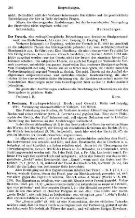 360-361, F. Brodmann. Reichsgerichtsrat. Recht und Gewalt. 1921