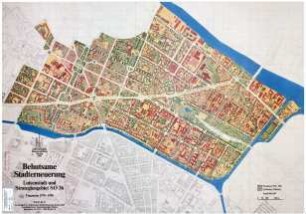 Karten-Faltblatt: Behutsame Stadterneuerung Luisenstadt und Strategiengebiet SO 36, Programm 1978 - 1990