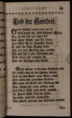Lob der Gottheit.