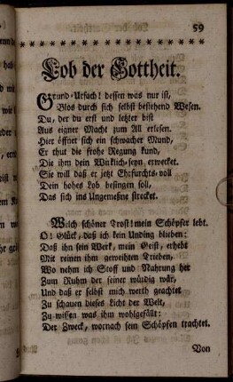 Lob der Gottheit.