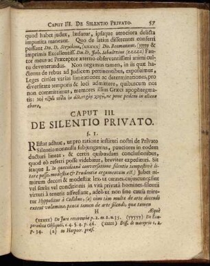 Caput III. De Silentio Privato.