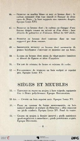 Sièges et Meubles (Nr. 53-103)