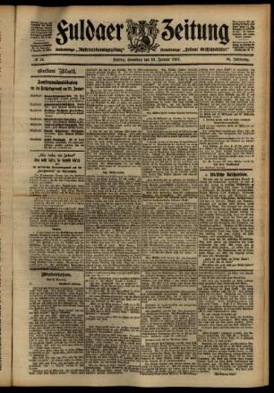 Erste Ausgabe vom Samstag, den 19. Januar 1907.