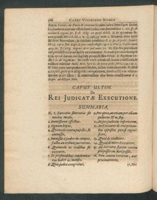 Caput Ultim. De Rei Judicatae Executione