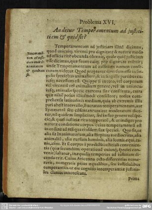 Problema XVI. An detur Temperamentum ad justitiam & quid sit