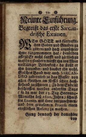 Neünte Einführung. Begreifft das erste Sarcandrische Examen